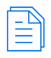 Blue line icon of overlapping document pages.